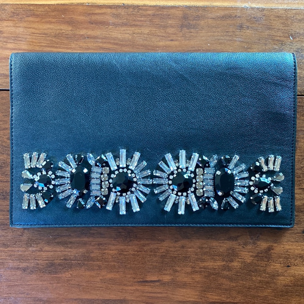 Express Black Rhinestone Embellished Clutch